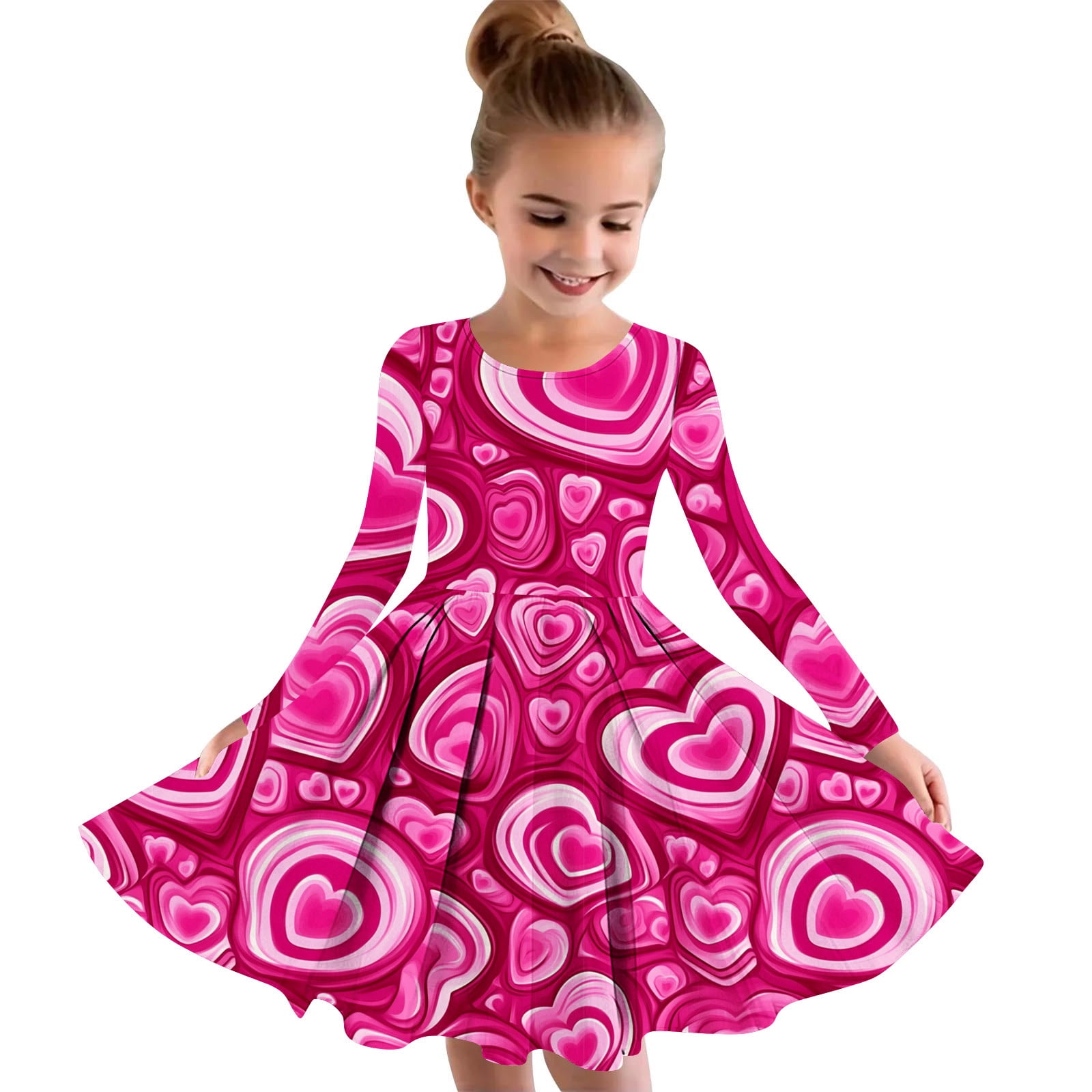 Girls Dresses Yourumao Girls Long Sleeve Dresses Casual Love Heart ...