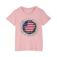 thumbnail image 1 of Toddler Girl Clothes under $5 Short Sleeve Round Neck Independence Day Print Cotton Toddler Kids T-shirt Tee Top Pink 7 Years, 1 of 6