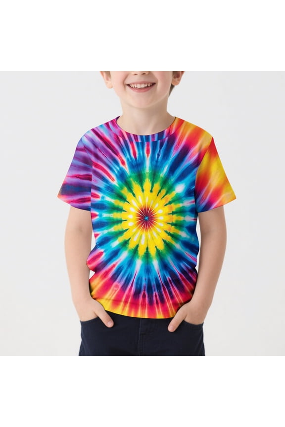 Toddler Girl Clothes under $5 Short Sleeved Printed Pattern T-shirt Round Neck Casual Versatile Top 3-15Y Multicolor 10-11 Years