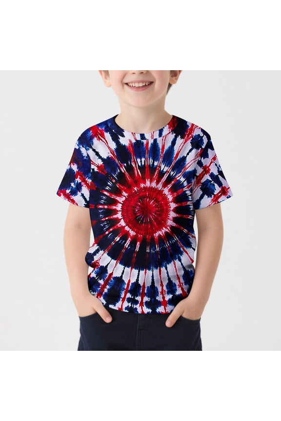 Toddler Girl Clothes under $5 Short Sleeved Printed Pattern T-shirt Round Neck Casual Versatile Top 3-15Y Multicolor 14-15 Years