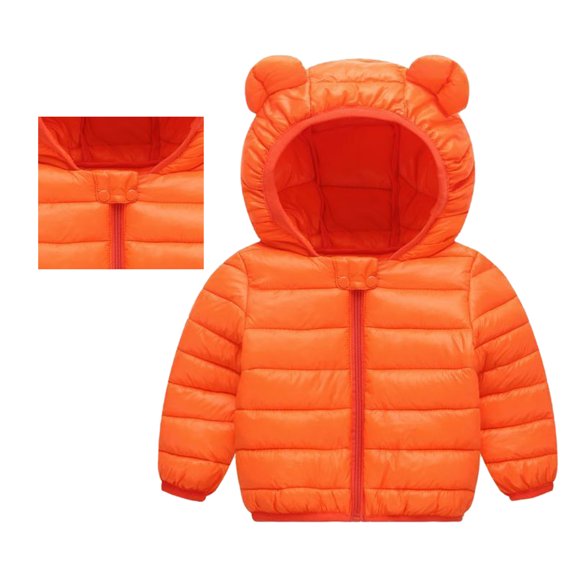 Toddler Girl Coat Lightweight Water-Resistant Bear Hooded Kids Down Jacket Clothes for Girls 2-3 Years