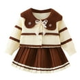 thumbnail image 1 of Toddler Girl Comfortable And Warm Sweater Set Girls Fashionable And Sweet Knitted Cardigan Half Skirt Set Long Sleeve Sweatshirt Tops Pants Set 1t 2t 3t 4t 5t 6t (3-4 Years,Coffee), 1 of 5