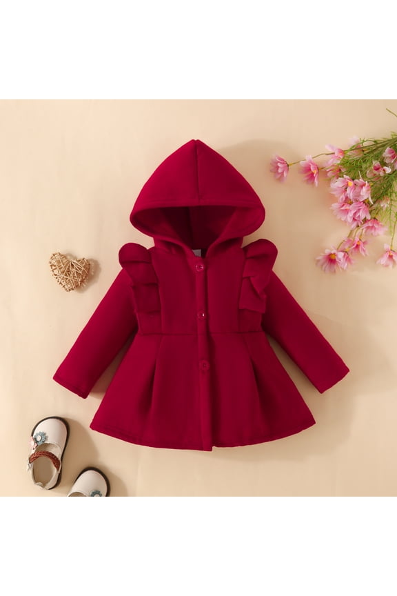 Toddler Girl Cotton Jacket Solid Color Cardigan Baby Infant Kids Winter Sweater Candy Color Sweatshirt Children's Sweater Wine 9-12 Months