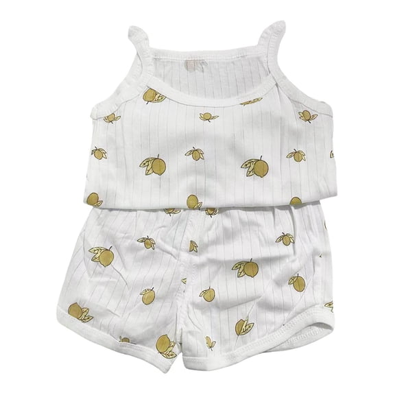 Toddler Girl Cotton 𝐏a𝐣amas Comfort 𝐒lee𝐩wear Set Cute Spaghetti Strap Tank Top with Shorts 𝐏𝐣s 2PCS Baby 𝐋oun𝐠ewear Girls Short Sets