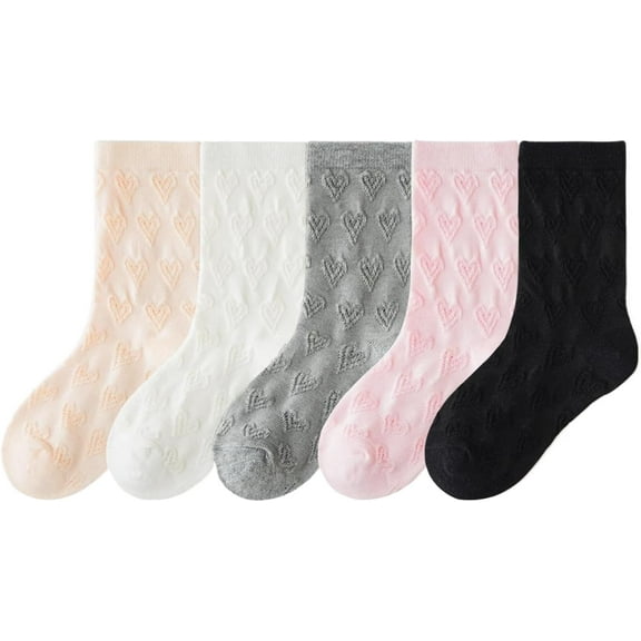 Toddler Girl Crew Socks Sweet Seamless Princess Dress Socks 5 Pairs Spring Fall