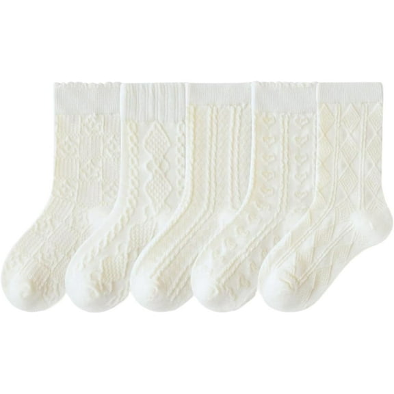 Toddler Girl Crew Socks Sweet Seamless Princess Dress Socks 5 Pairs Spring Fall