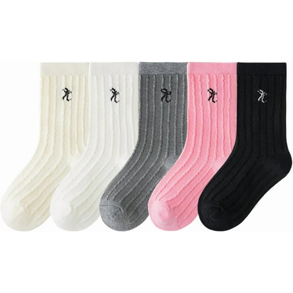Toddler Girl Crew Socks Sweet Seamless Princess Dress Socks 5 Pairs Spring Fall
