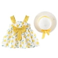 thumbnail image 1 of Toddler Girl Dress Baby Toddler Girls' Peach Print Sleeveless Dress with Bowknot Casual Sundress with Hat Girls Skirts Yellow 12 Months-18 Months, 1 of 3