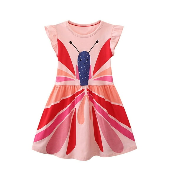 Toddler Girl Dress Butterfly Print Cute Princess Dress Butterfly Princess Dress Butterfly Dress Flowy Beach Dress,Size 2 Years