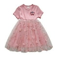 thumbnail image 1 of Toddler Girl Dress Casual Round Neck Short Sleeve Flowers Mesh Tutu Dress Dresses for Girls Pink 2-3 Years, 1 of 4