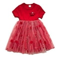 thumbnail image 1 of Toddler Girl Dress Casual Round Neck Short Sleeve Flowers Mesh Tutu Dress Girls' Dresses Red 18-24 Months, 1 of 4