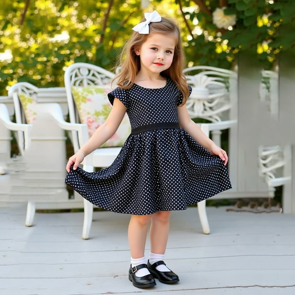 Toddler Girl Dress Fashion Black Dress for Girls Summer Dresses Baby Girl Outfit 18-24 Months