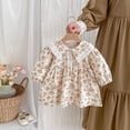 thumbnail image 1 of Toddler Girl Dress Floral Print Print Design Elegant Gown Graceful Ruffled for Fall and Party Dress Set, 1 of 4