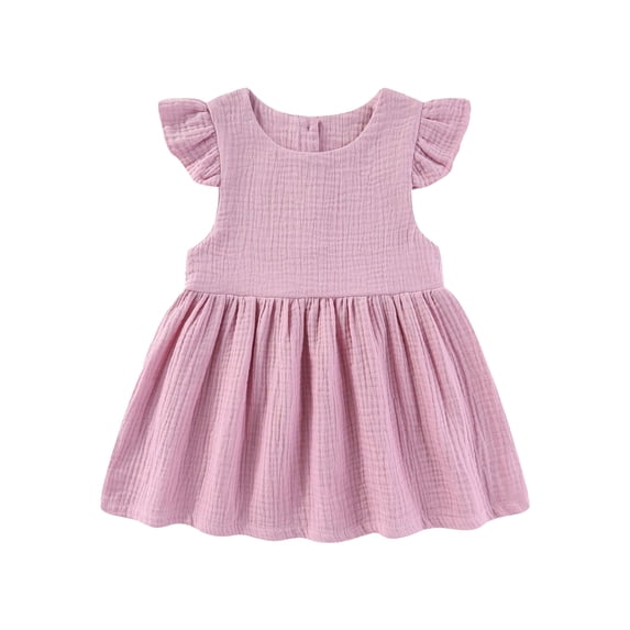 Toddler Girl Dress Flutter Sleeve A-Line Tiered Swing Cute Pink Dresses For Girls Toddler Birthday Dress Rainbow Dress
