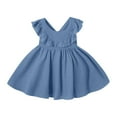 thumbnail image 1 of Toddler Girl Dresses Flutter Sleeve Tiered Swing A-Line Cotton Dark Blue Dress Girls Birthday Dress For Girls Girls Party Dress, 1 of 5