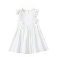 thumbnail image 1 of Toddler Girl Dress Flutter Sleeve Tiered Swing A-Line Cute White Dress For Girls Toddler Birthday Dress Fancy Dress, 1 of 3