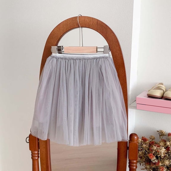 Toddler Girl Dress Girls Grey Tutu Tulle Skirt Fluffy Skirts Uniform Skirts for Girls 2-3 Years