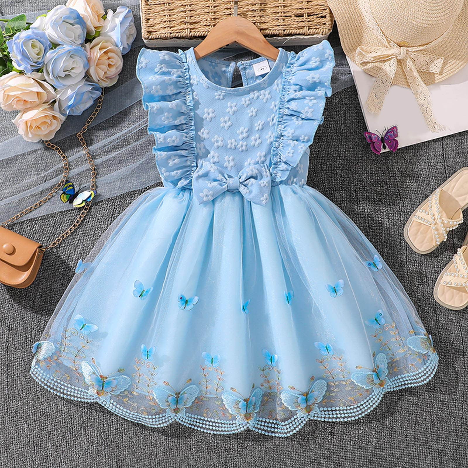 blue 3d floral dress Strapless Beaded Dupioni Gown In Ivory Multi-Ivory/Blue Multi / Regular / 0 FLEUR DROP 2 from mother of the H&M Scuba Flower Midi Child  Size:child-4