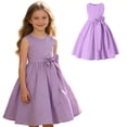 thumbnail image 1 of Toddler Girl Dress Light Purple Kids Sleeveless Ruffle Bow Dresses for Girls Summer Outfits Beach for Girls 5-6 Years Party Event, 1 of 10