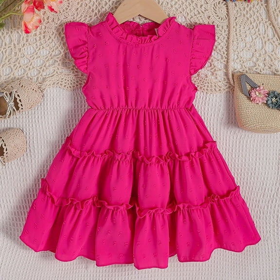 Toddler Girl Dress Ruffled Denim Skirt Dress Pink Dress for Girls Baby Girl Clothes Summer Baby Girl Dresses 4-5 Years