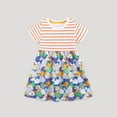 thumbnail image 1 of Toddler Girl Dress Short Sleeve Cotton Floral/Dots Print Casual Cute Summer Clothes for Girls 2-8 Years (5 Years, Orange), 1 of 6