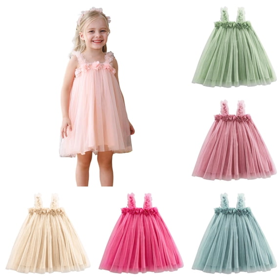Toddler Girl Dress Sleeveless Mesh Layer Trendy Lovely Elegant Mesh Tulle for Party Dress Set