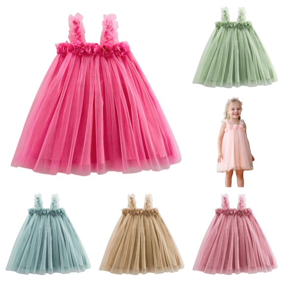 Toddler Girl Dress Sleeveless Mesh Layer Trendy Lovely Elegant Mesh Tulle for Party Dress Set