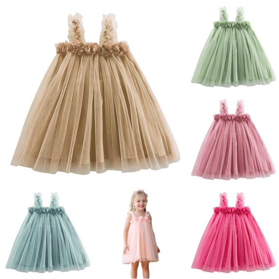 Toddler Girl Dress Sleeveless Mesh Layer Trendy Lovely Elegant Mesh Tulle for Party Dress Set