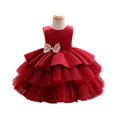 thumbnail image 1 of Toddler Girl Dress Sleeveless Tulle Flower Girl Dress with Bow Princess Party Birthday Wedding Pageant Gown for Kids Children, 1 of 5