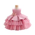 thumbnail image 1 of Toddler Girl Dress Sleeveless Tulle Flower Girl Dress with Bow Princess Party Birthday Wedding Pageant Gown for Kids Children, 1 of 4