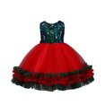 thumbnail image 1 of Toddler Girl Dress Spring Summer Sleevel Tulle Sequins Glitter Dress Performance Formal Clothes Cute Bow Dresses Christmas Party Princess Dress Flowy Beach Dress,Size 6 Years-7 Years, 1 of 8