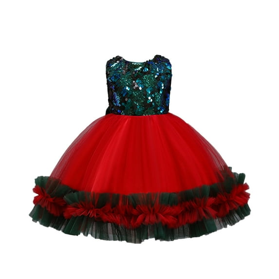 Toddler Girl Dress Spring Summer Sleevel Tulle Sequins Glitter Dress Performance Formal Clothes Cute Bow Dresses Christmas Party Princess Dress Kids Sundress,Size 7 Years-8 Years