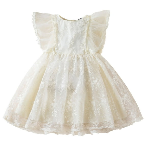 Toddler Girl Dress Tulle Pageant Dress Party Bowknot Fly Sleeve Lace Embroidery Gown Dresses Kids Sundress,Size 7 Years-8 Years