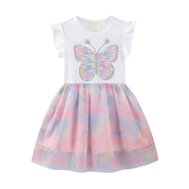Toddler Girl Dresses Children's Skirt Spring And Summer Short Sleeved Knitted Round Neck Cute Dresses Clothes for Girls Size 5T