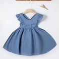 thumbnail image 1 of Toddler Girl Dresses Flutter Sleeve A-Line Tiered Swing Casual Dark Blue Dress For Girls Birthday Dresses For Girls Girls' Special Occasion Dresses, 1 of 4