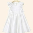 thumbnail image 1 of Toddler Girl Dresses Flutter Sleeve A-Line Tiered Swing Cotton White Dress For Girls Toddler Birthday Dress Birthday Party Dresses, 1 of 2