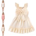 thumbnail image 1 of Toddler Girl Dresses Flutter Sleeve Casual Flowy Dresses with Bowknot for Toddler Girls 2-3 Years, 1 of 9