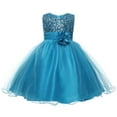thumbnail image 1 of Toddler Girl Dresses Girls Chiffon Dresses A-Line Sequined Sleeveless Dresses Children's Wedding Party Pageant Gown Blue,6-7 Years, 1 of 4