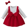 thumbnail image 1 of Toddler Girl Dresses Long Sleeve Ruffle Layered Cute Bow Princess Dress with Headband Birthday Party Dresses Red,18-24M, 1 of 5