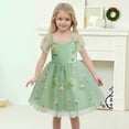 thumbnail image 1 of Toddler Girl Dresses Short Sleeve Tiered Swing A-Line Casual Green Dress Girls Birthday Dress Girls Party Dress, 1 of 8