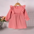 thumbnail image 1 of Toddler Girl Dresses Solid Pink Dress for Girls Sun Dresses Baby Girl Outfit 3-4 Years, 1 of 2