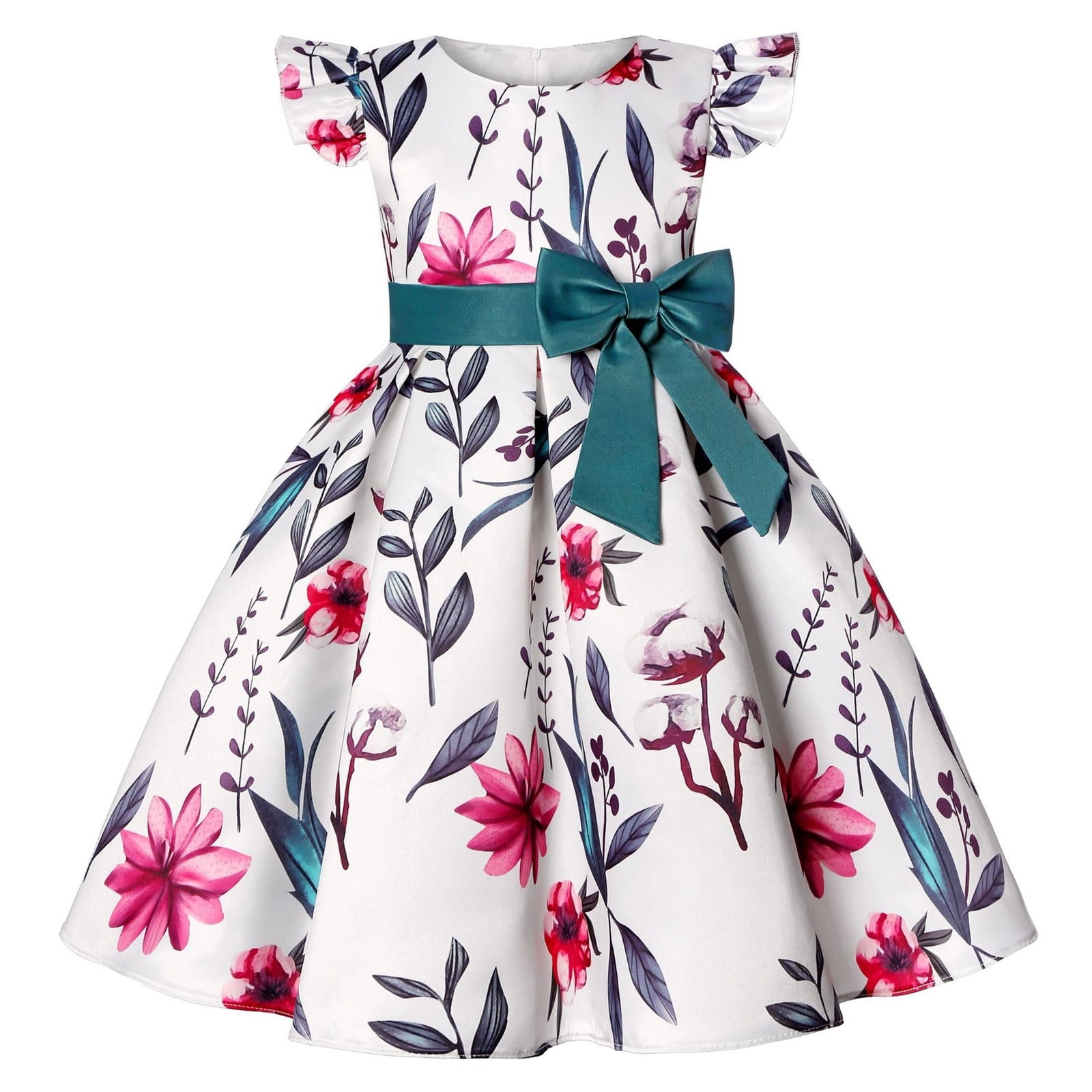 Toddler Girl Dresses Spring Summer Print Ruffle Sleeveles Wednesday ...
