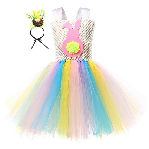 Toddler Girl Easter Dress Toddler Girls Tulle Dress Ruffle Sleeveless Summer Baby Girl Fashion Tutu Dresses 2-6Y Flower Girl Tutu Dress