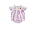 thumbnail image 1 of Toddler Girl Easter Outfits Short Sleeve Bunny Embroidered Bodysuit Romper Summer Clothes Outfits for 12-18 Months Girl, 1 of 4