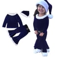 thumbnail image 1 of Toddler Girl Elf Outfit Long Sleeve Crew Neck Top Flare Pants and Hat Set Festive Dress Outfit Christmas Outfit Baby Girl 5-6 Years, 1 of 9