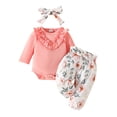 thumbnail image 1 of Toddler Girl Fall Outfits Long Sleeve Floral Print Tops And Pants Outfits Clothes Set Girls Clothing Red 9 Months-12 Months, 1 of 7