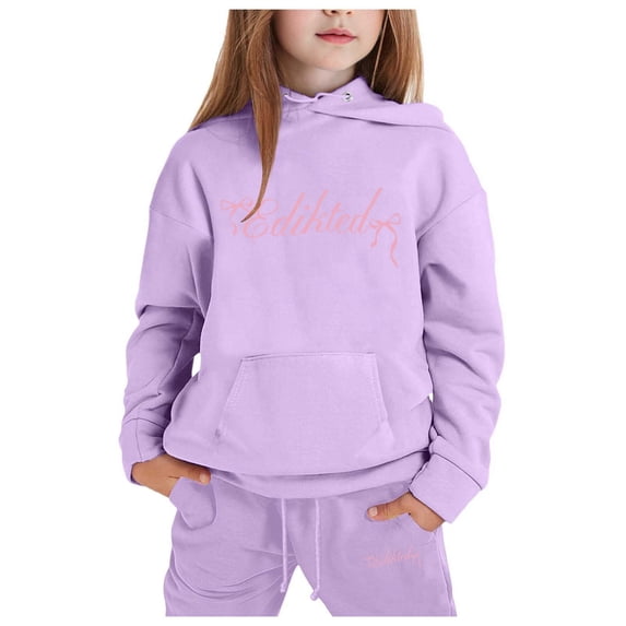 Toddler Girl Fall Outfits Set Hoodies and Sweatpants Sets Trendy Jogging Workout Sweat Suits Fall Winter Clothes 6-7 Years