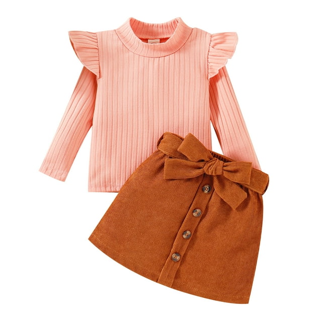 Toddler Girl Fall Winter Outfit Skirt Set Turtleneck Cotton Pullover ...