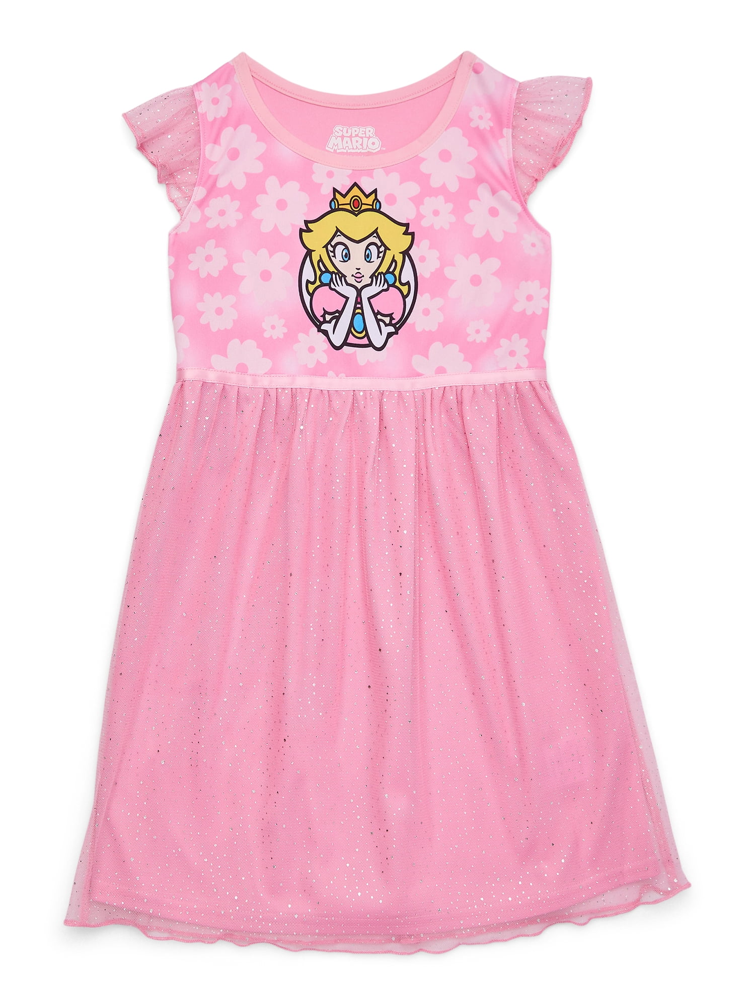 princess peach pajama dress Toddler Girl Fantasy Nightgown, Sizes 2T-5T