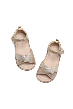 Toddler Girl Gold Sandals Size 11 - Little Girl Easter Summer Dress Shoes Lightweight Open Toe Beach Holiday
